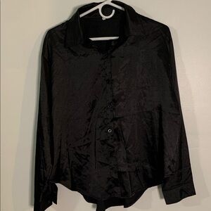 SHEIN Black Satin Blouse